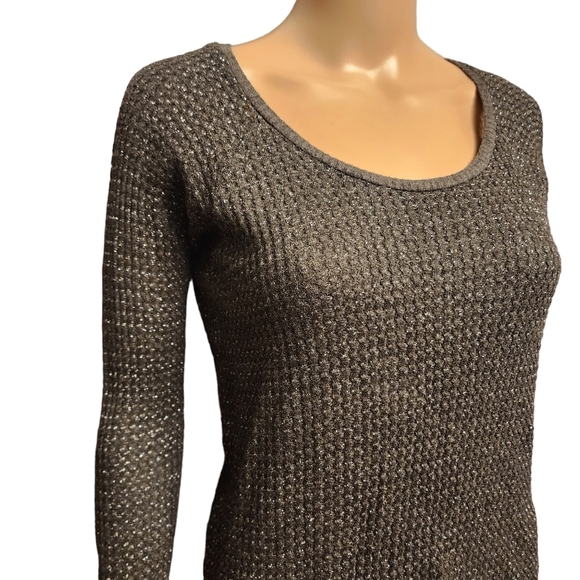 Velvet by Graham & Spencer Shimmery Knit Henley Sweater - Picture 2 of 10
